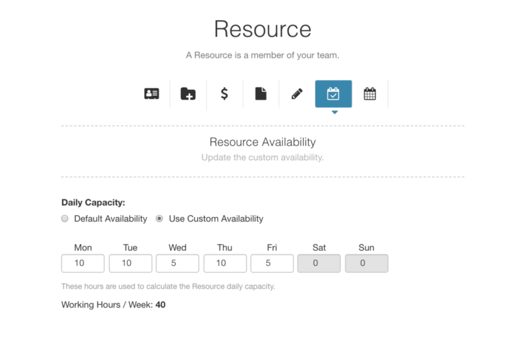 New Resource Team member Availability