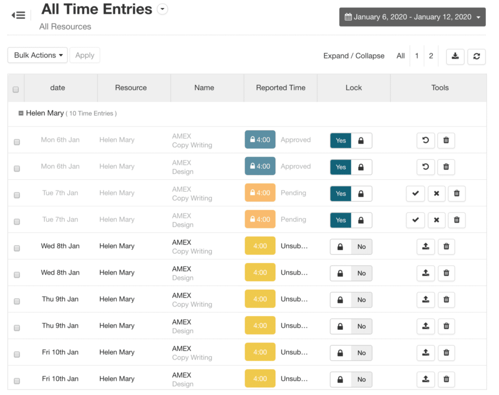 Timesheets Extension Approval Table