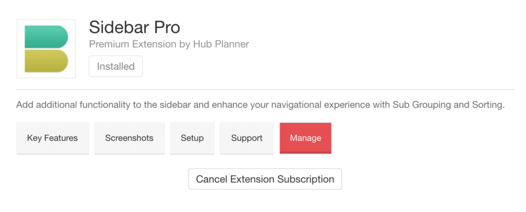 Add or remove Hub Planner Extension