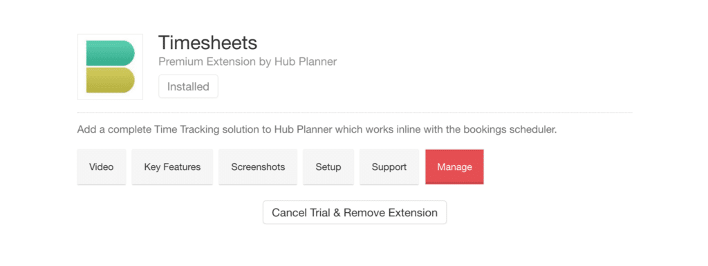 Add Timesheets Hub Planner Extension