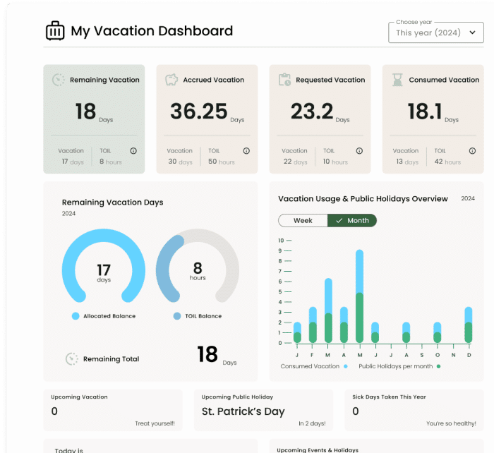 TOIL vacation dashboard 1