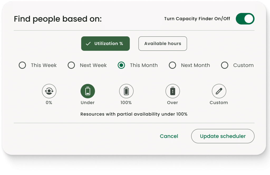 Capacity Finder Modal 2024