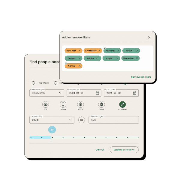 Hub Planner Capacity Planning Combine with filters