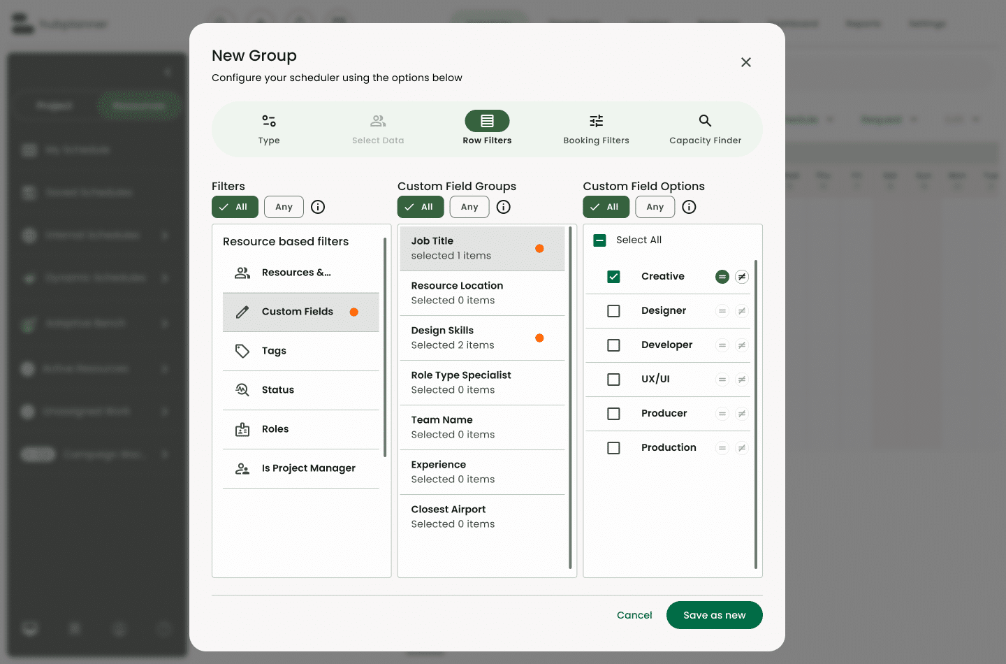 New Resource Group Row Filters